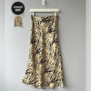 H&M | Animal Print Satin Midi Skirt